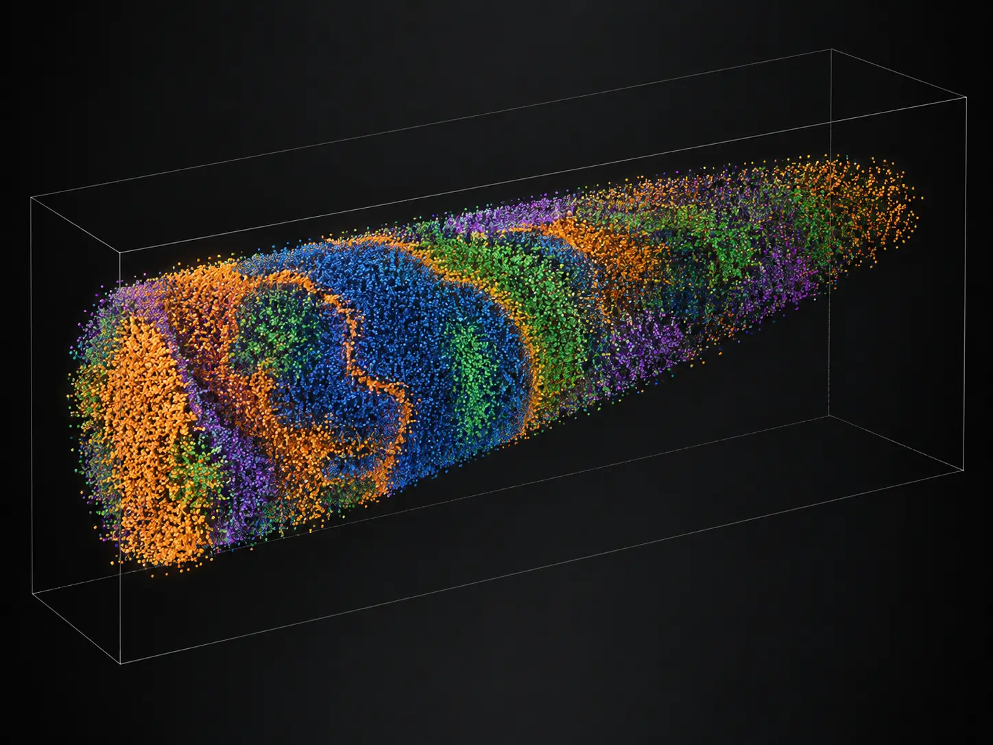 Three-dimensional atom probe tomography reconstruction showing nanoscale elemental distribution