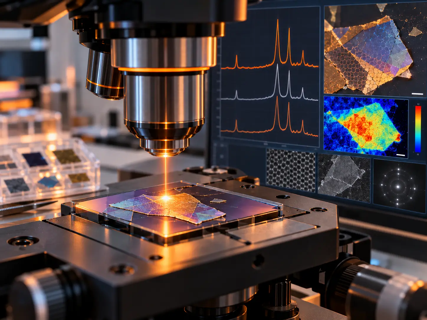 Raman application showing graphene, 2D materials, and semiconductor analysis