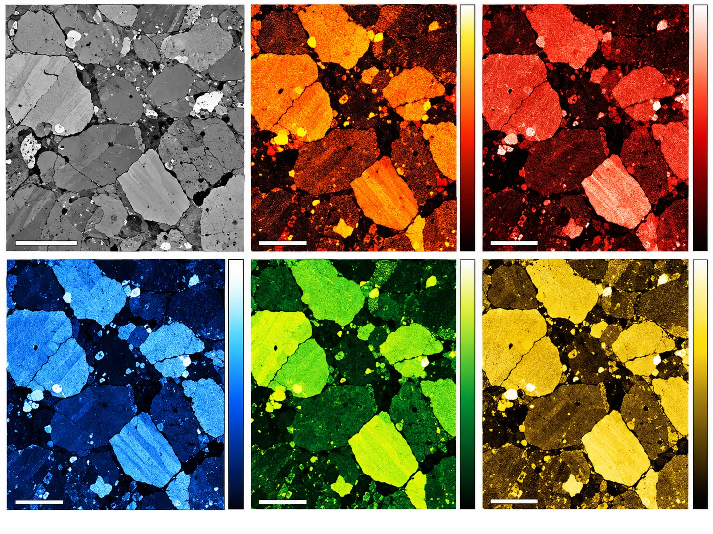 EPMA quantitative elemental map showing elemental distribution across a polished sample
